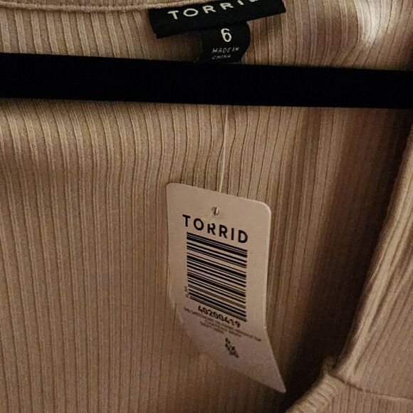 6X 30W Torrid Rib Sweetheart Tie Front Top Max Stretch Chateau Gray Top Long Sle - Picture 5 of 6